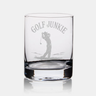 Golf Junkie Golf-Themed Custom Etched Rocks Glass