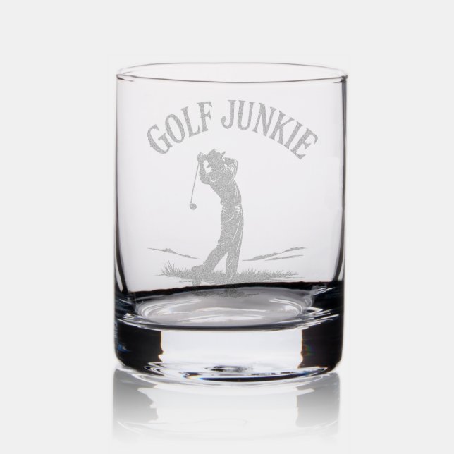 Golf Junkie Golf-Themed Custom Etched Rocks Glass (Glassware)