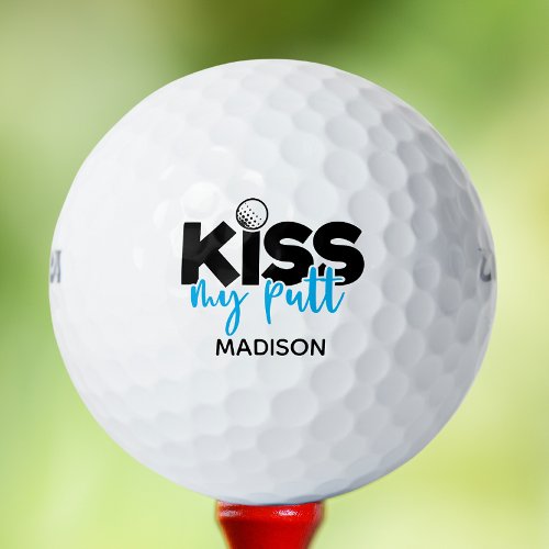 Golf Kiss My Putt Funny Modern Personalized Name Golf Balls