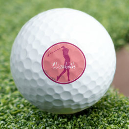 Golf Lady Golfer Player Chic Pink Coral Monogram Golf Balls