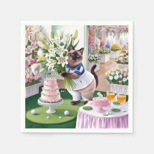 Golf lady golfer themed for cat lovers napkins