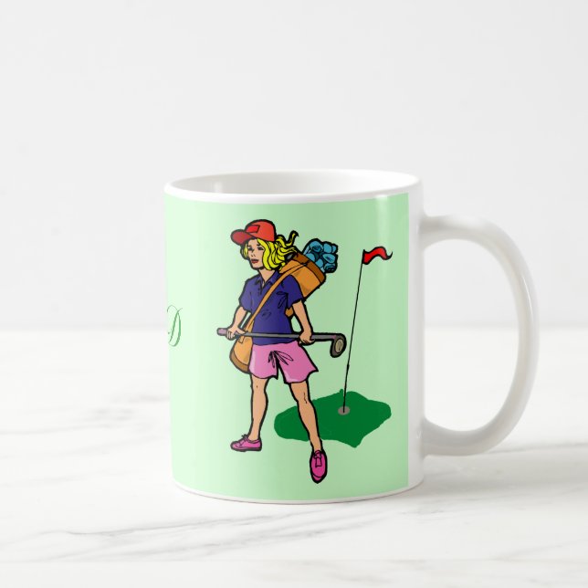 Golf lady golfer with monogram mug (Right)