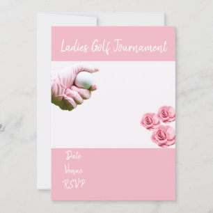 Golf Lady Tournament with pink glove and roses Invitation
