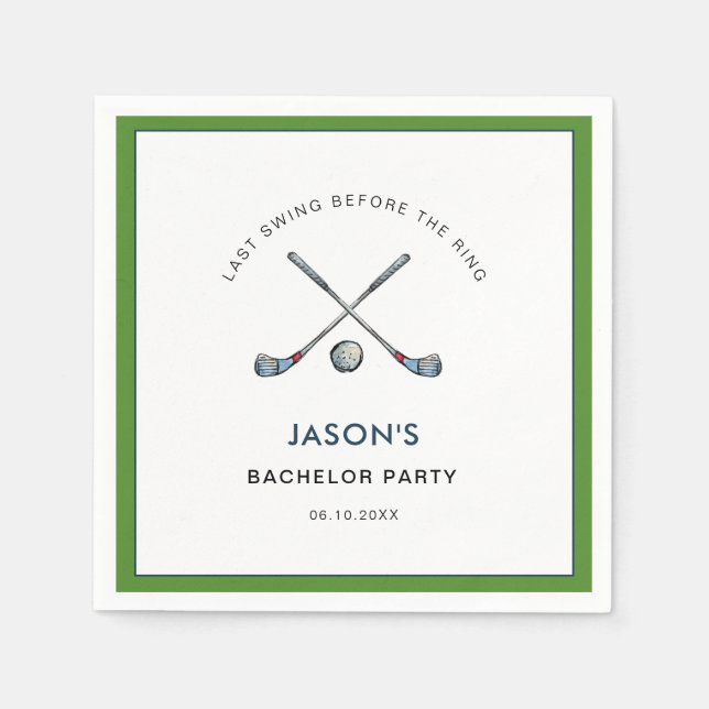Golf "Last swing Before the ring" Bachelor Party  Napkins (Front)