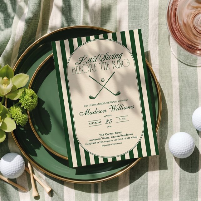 Golf "Last Swing before the Ring" Bridal Shower Invitation (Creator Uploaded)