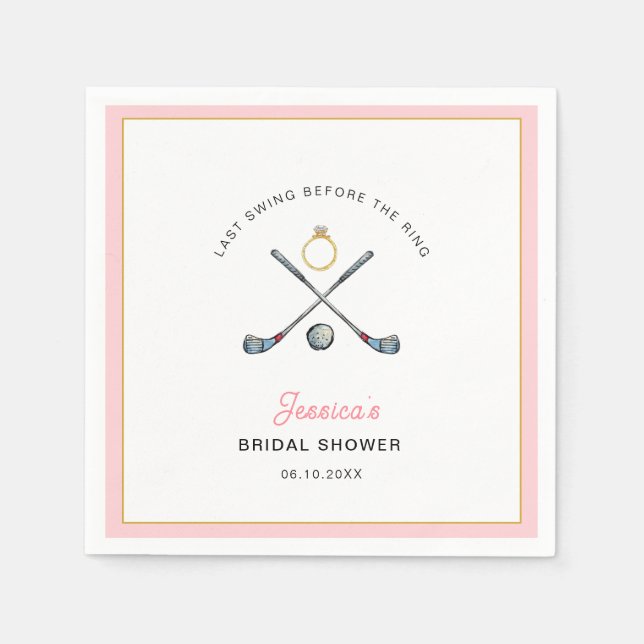 Golf "Last swing Before the ring" Bridal Shower  Napkins (Front)