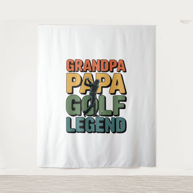 Golf Legend Grandpa Papa Tapestry (Front)