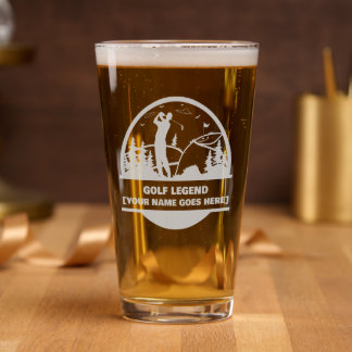 Golf Legend Personalized Etched Beer Glass