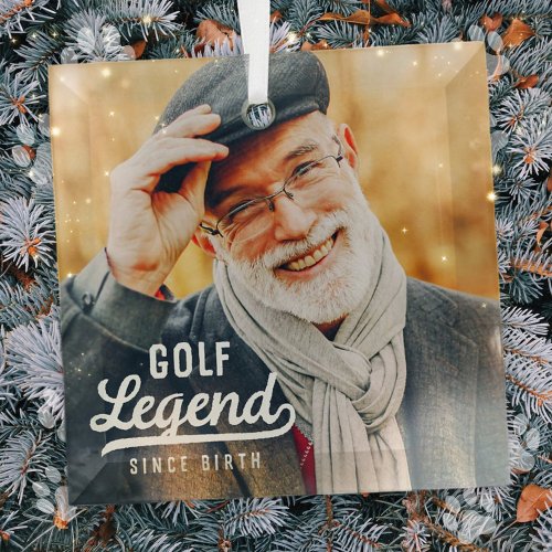 Golf Legend Since Birth Funny Modern Vintage Glass Ornament