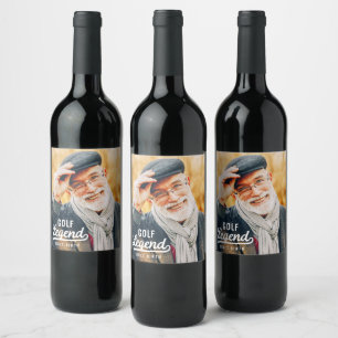 Golf Legend Since Birth Funny Modern Vintage Wine Label