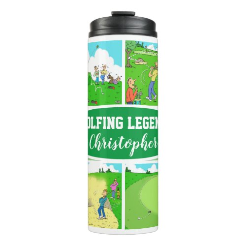 Golf Legend with 4 Funny Cartoons Golf  Thermal Tumbler