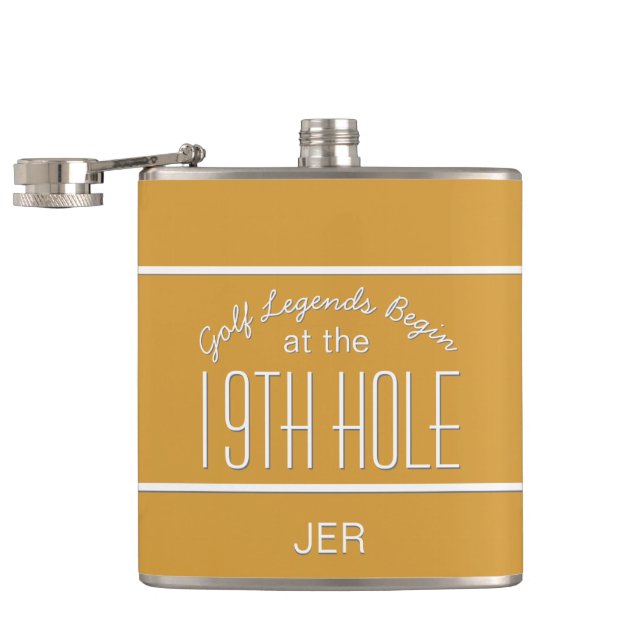 Golf Legends 19th Hole Golf Course Quote Yellow Flask (Opened)