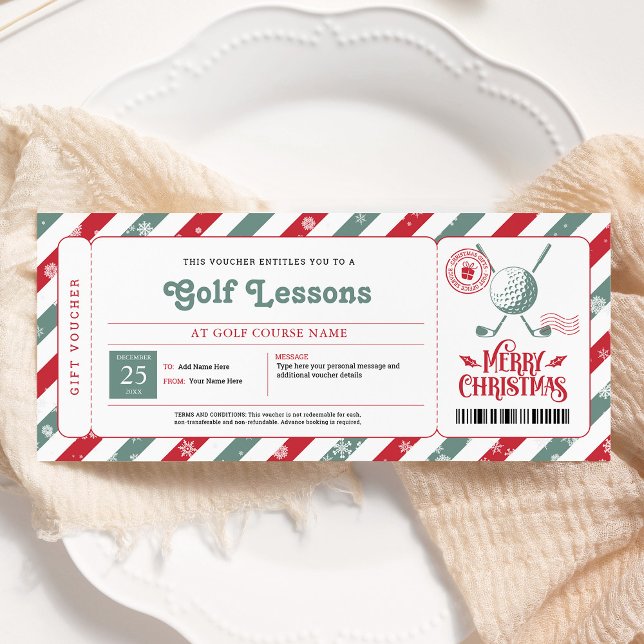 Golf Lesson Christmas Gift Voucher Invitation (Creator Uploaded)