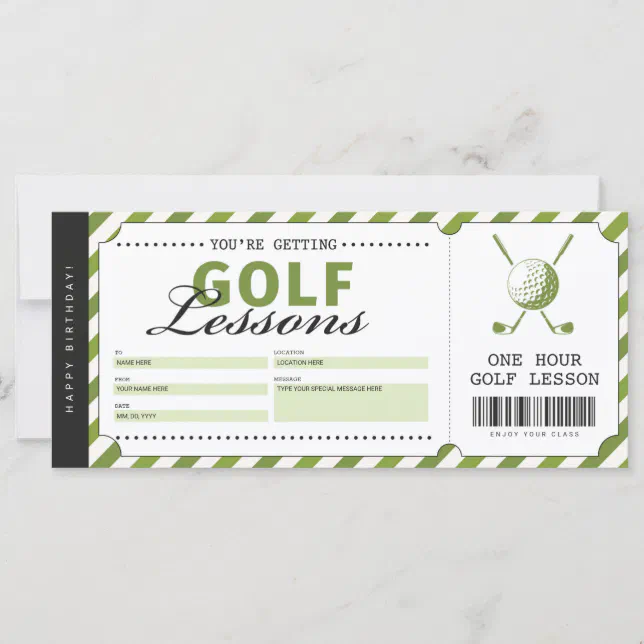 Golf Lesson Gift Ticket Voucher Certificate Zazzle