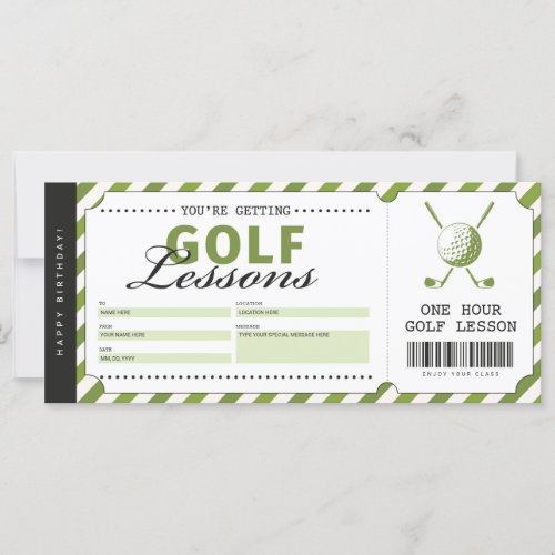 Golf Lesson Gift Ticket Voucher Certificate