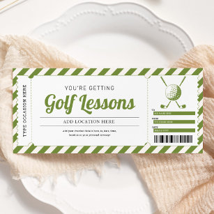 Golf Lesson Golfing Gift Certificate Voucher Invitation