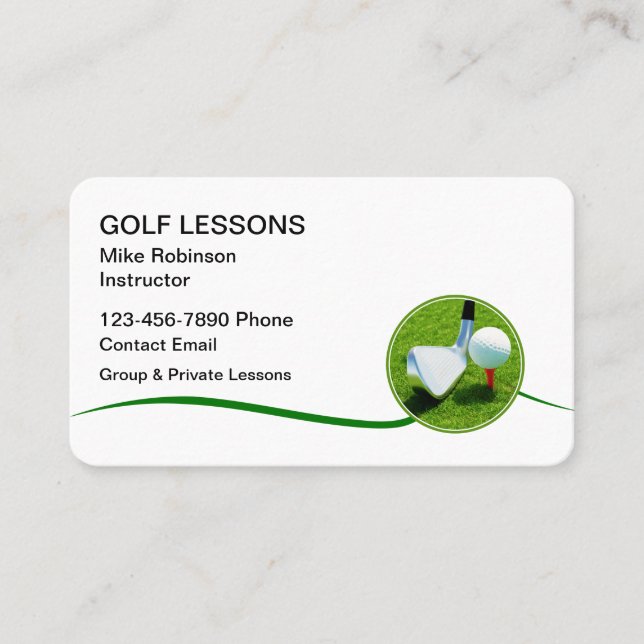 Golf Lessons Training Instructor Business Cards (Front)