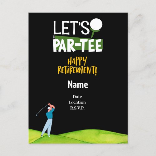 Golf Let Par tee for golfer Party invitation  Postcard