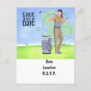 Golf Let Par Tee Party Save the Date Postcard