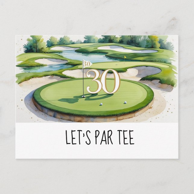 Golf Let’s Par tee  30th Birthday for golfer party Postcard (Front)