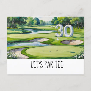 Golf Let’s Par tee 30th Birthday for golfer party Postcard