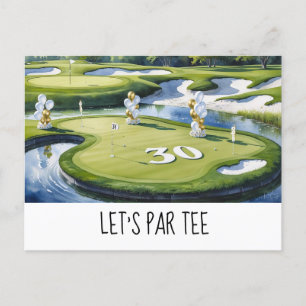 Golf Let’s Par tee 30th Birthday for golfer party Postcard