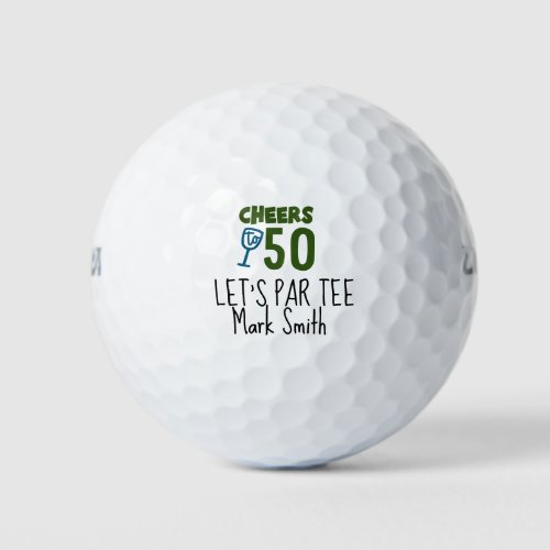 Golf Lets Par tee 50th Birthday Golfer Golf Balls