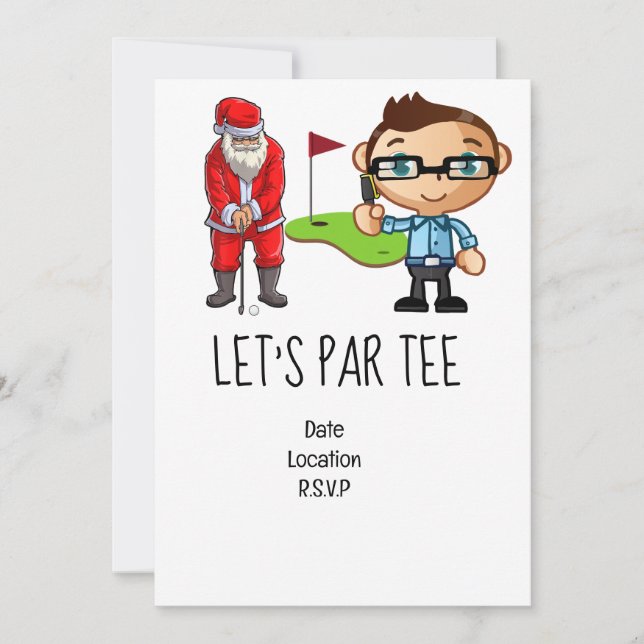 Golf Let’s Par tee Christmas party for teacher Invitation (Front)