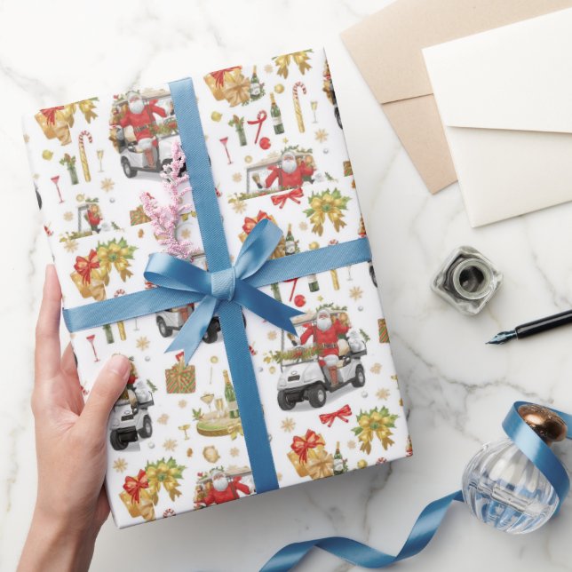 Golf “Let’s Par-Tee” Christmas Party Pattern Wrapping Paper (Gifting)