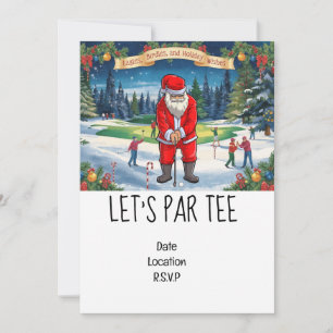 Golf Let’s Par tee Christmas with Santa Claus Invitation