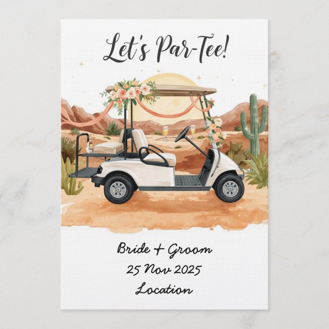 Golf Let’s Par-Tee! Golf Wedding in Arizona Invitation (Front)