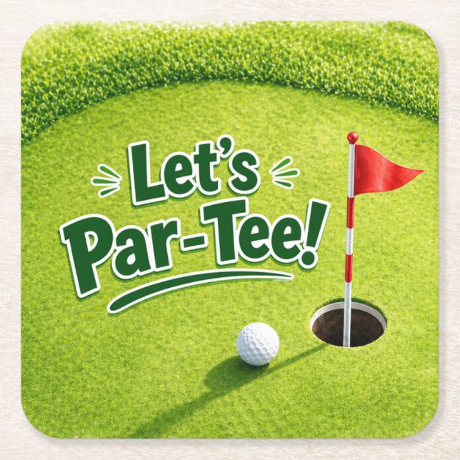 Golf Let’s Par-Tee Putting Green Party Coaster (Front)