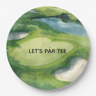 Golf Let’s Par-Tee Watercolor Paper Plates Funny