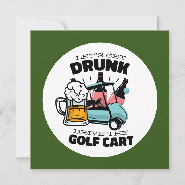 Golf Let’s Par tee with golf cart Invitation (Front)
