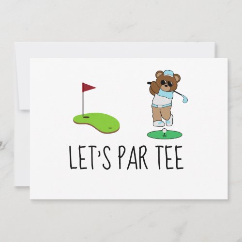 Golf Lets Par tee with golf flag and golfer Invitation