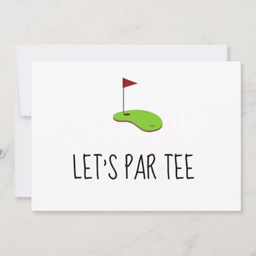 Golf Lets Par tee with golf flag on green Invitation