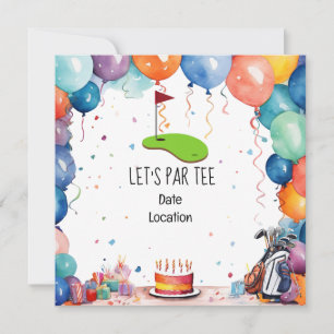 Golf Let’s Par tee with golf flag on green Invitation