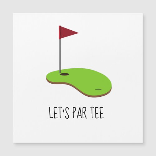 Golf Lets Par tee with golf flag on green Magnetic Invitation