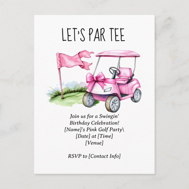 Golf Let’s Par tee with golf flag on green  Postcard (Front)