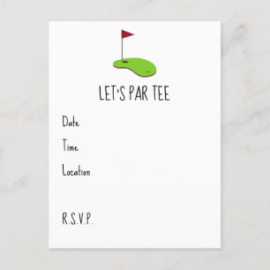 Golf Let’s Par tee with golf flag on green Postcard