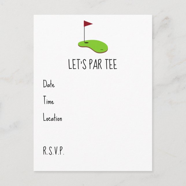 Golf Let’s Par tee with golf flag on green  Postcard (Front)
