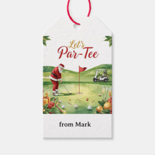 Golf Let’s Par tee with golf flag on green white Gift Tags