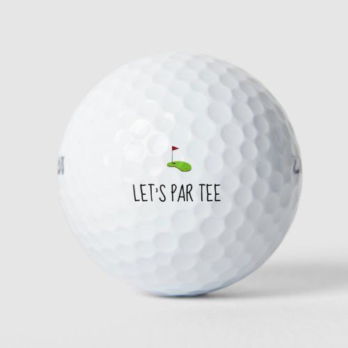 Golf Lets Par tee with golf flag on green white  Golf Balls