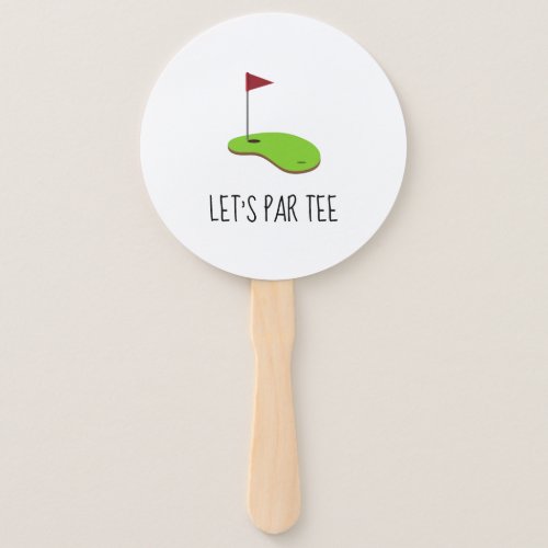 Golf Lets Par tee with golf flag on green white  Hand Fan
