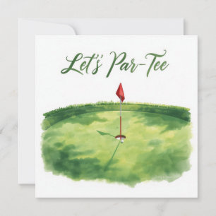 Golf Let’s Par tee with golf flag on green white Invitation