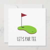 Golf Let’s Par tee with golf flag on green white