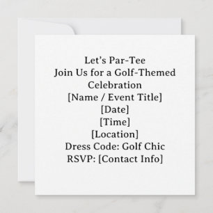 Golf Let’s Par tee with golf flag on green white Invitation