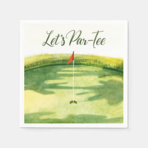 Golf Let’s Par tee with golf flag on green white  Napkins