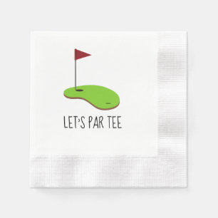 Golf Let’s Par tee with golf flag on green white  Napkins