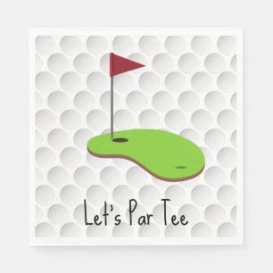 Golf Let’s Par tee with golf flag on green white Napkins